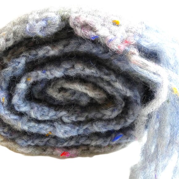 Gray & Blue Alpaca Wool Scarf Warm Soft 90"x6.5" Handmade Crochet Hand Knit NWT - Picture 11 of 12